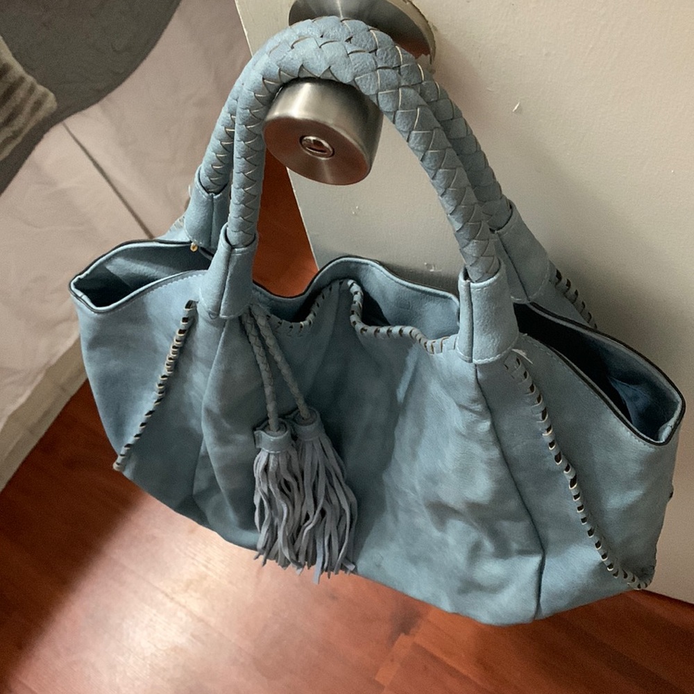 Hobo style slate blue bag